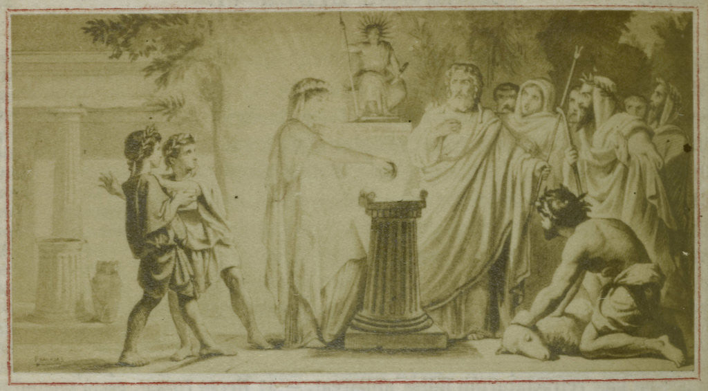 Detail of Virgil scene from the Aeneidos, sacrifice by F. Barrias