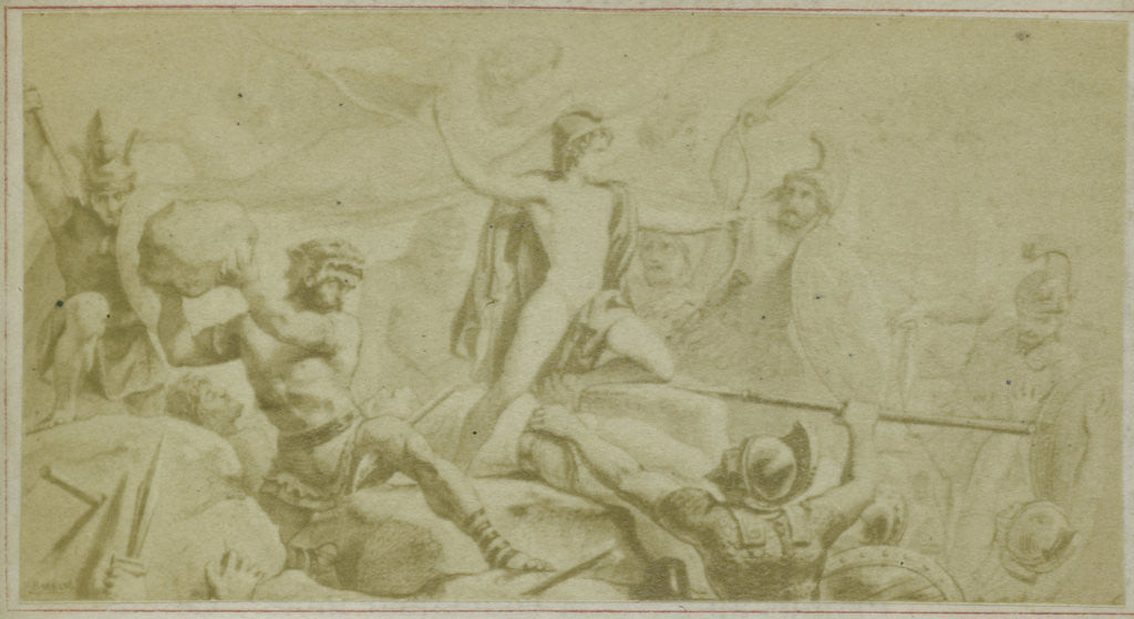 Detail of Virgil scene from the Aeneidos, fight by F. Barrias
