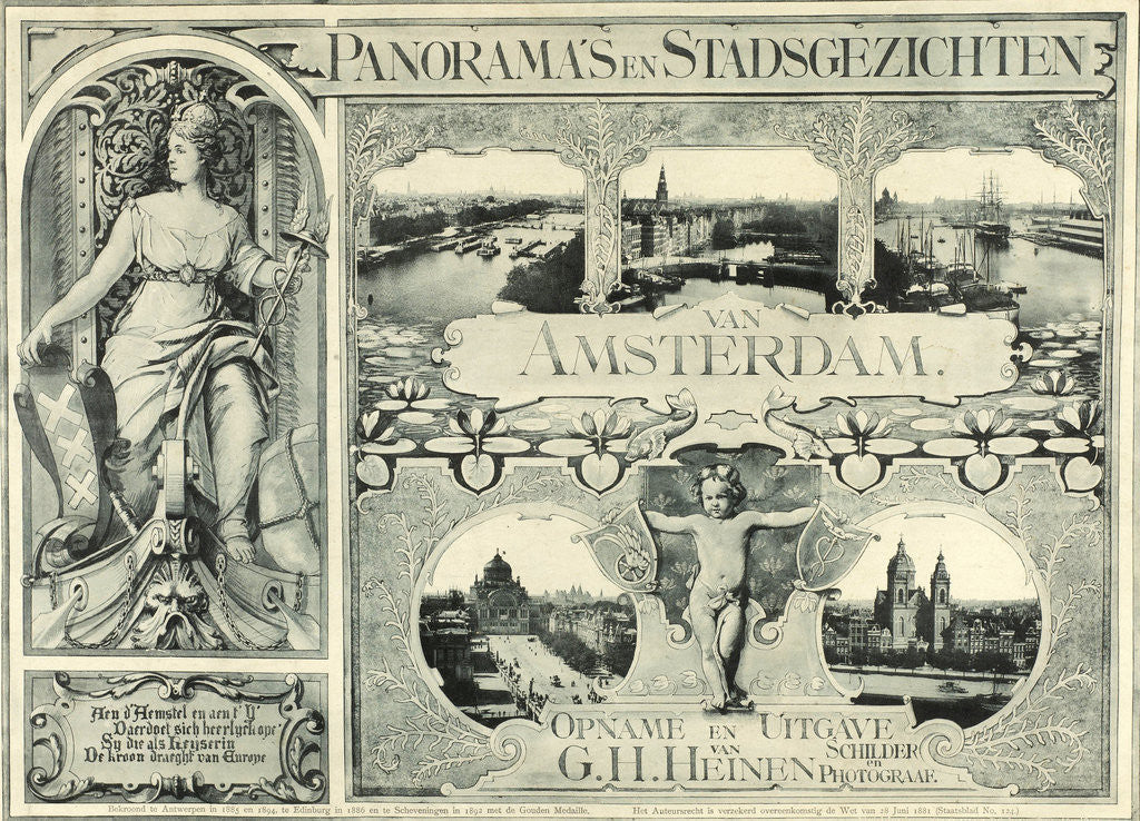 Detail of Wrap album: Landscapes and Cityscapes Amsterdam, The Netherlands, with five small pictures by Gerrit Hendricus Heinen