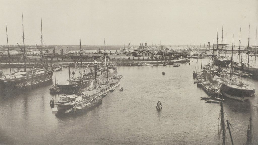 Detail of Oosterdock and Oosterdoksekade seen from Prins Hendrikkade in 's-Gravenhekje by Gerrit Hendricus Heinen