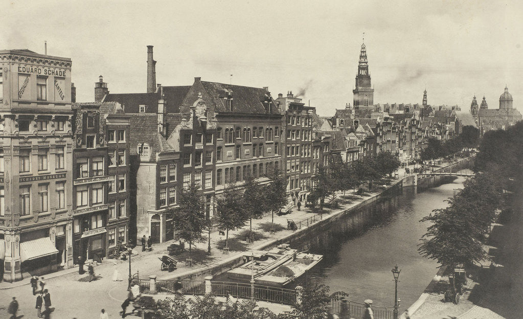 Detail of Oudezijdsvoorburgwal at Damstraat seen from a house on the Herengracht 185 or 187, Amsterdam by Gerrit Hendricus Heinen
