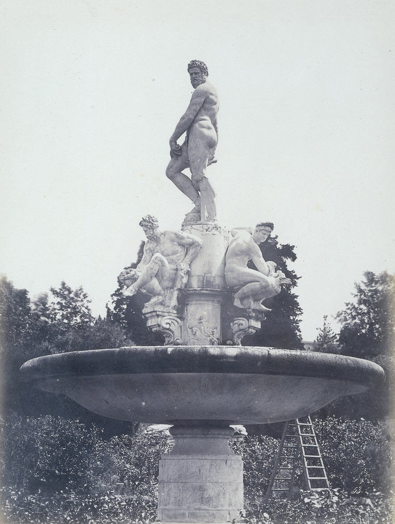 Detail of The Neptune Fountain by Giambologna in the Boboli Gardens in Florence Italy, 1855 by Anonymous
