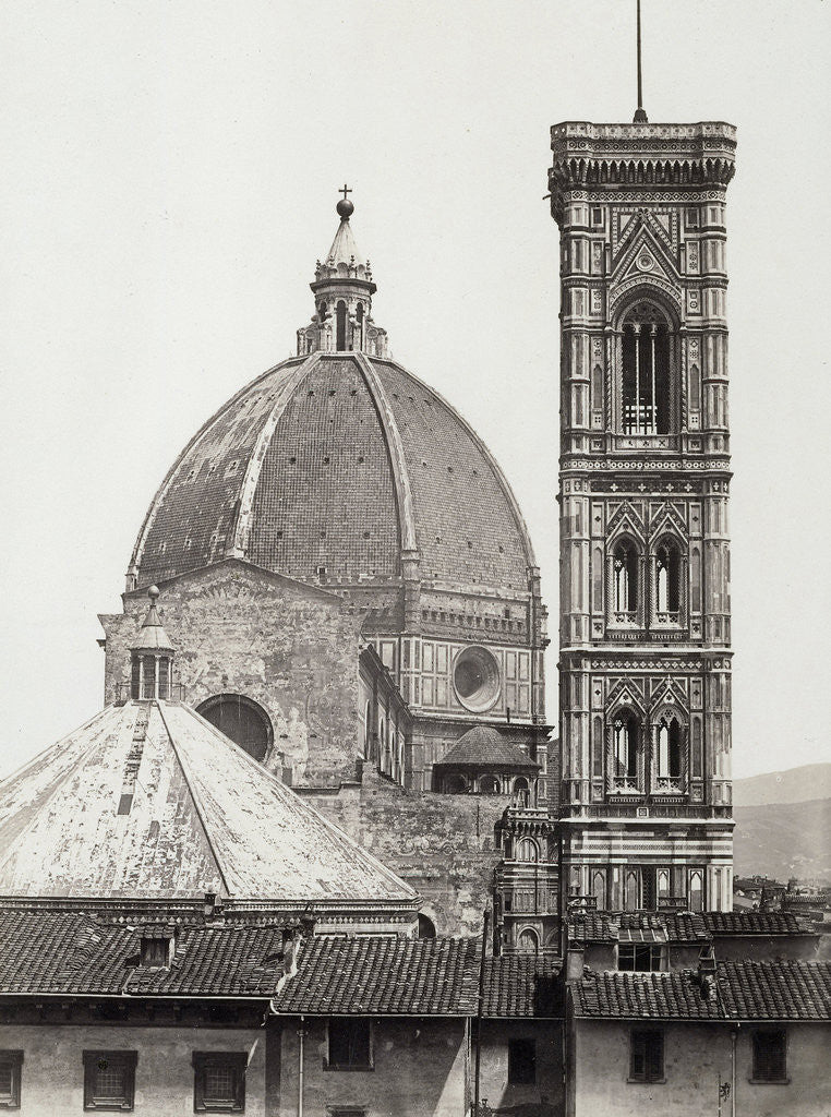 Detail of dome and campanile of the Duomo in Florence Italy, c. 1855 by Anonymous