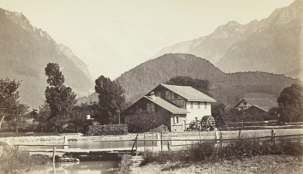 Detail of Mountain Landscape with house by Bisson Frères