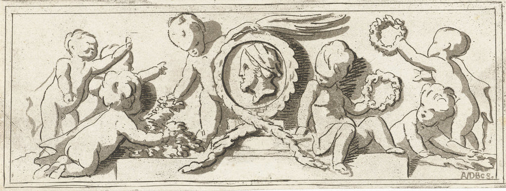 Detail of Frieze with putti, Anthonie van den Bos by Jacob de Wit