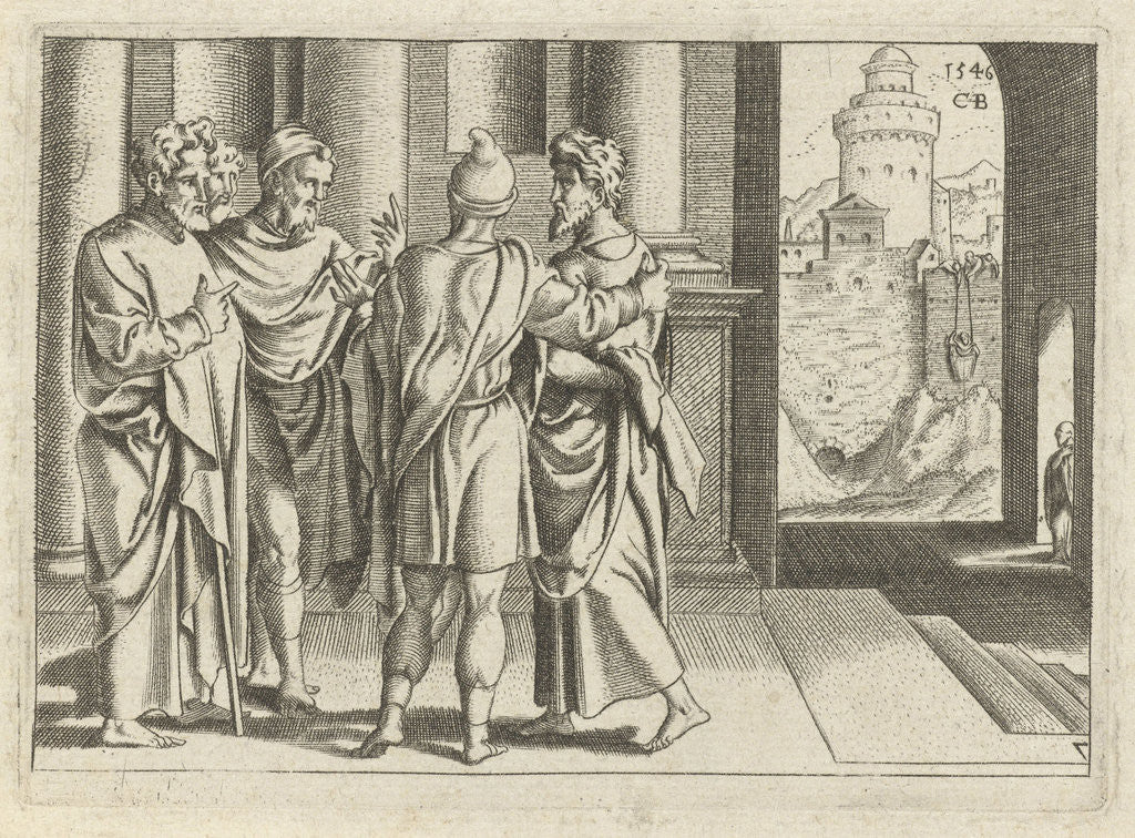 Detail of brings Paul to the apostles Barnabas by Cornelis Bos