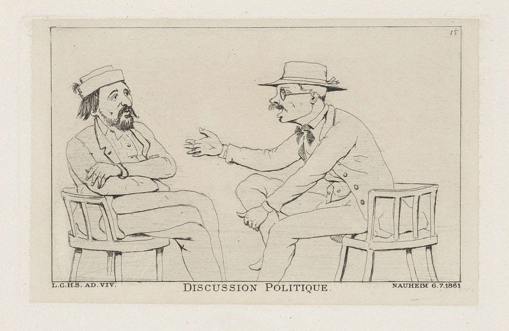 Detail of Two seated men talking by Louis Charles Hora Siccama