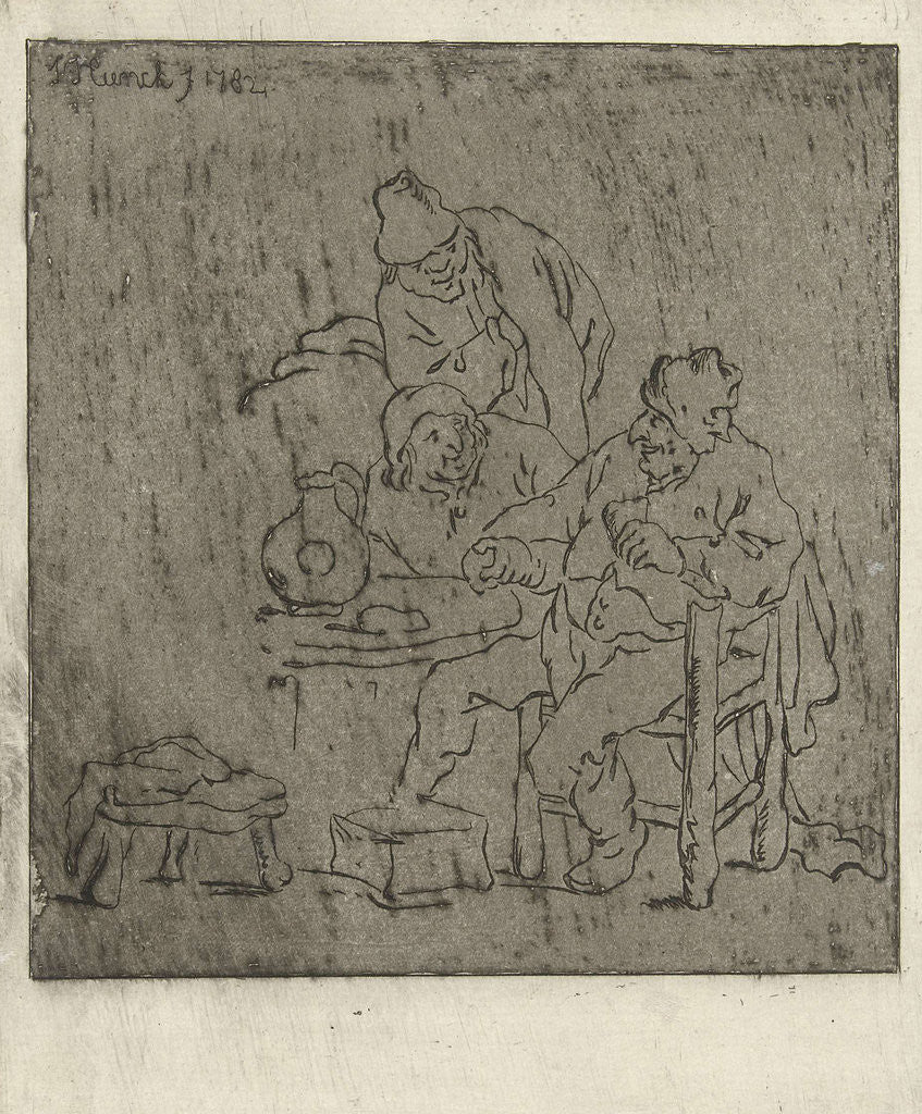 Detail of Three men around a table by Jabes Heenck