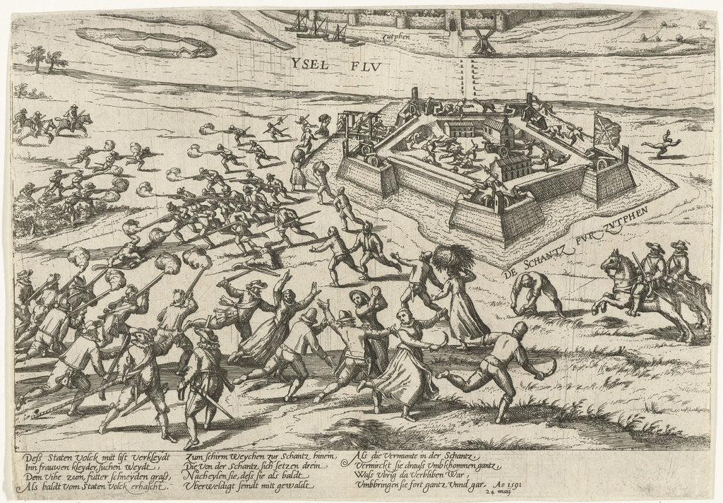 Detail of Taking the ramp at Zutphen, Netherlands, 1591 by workshop of Frans Hogenberg