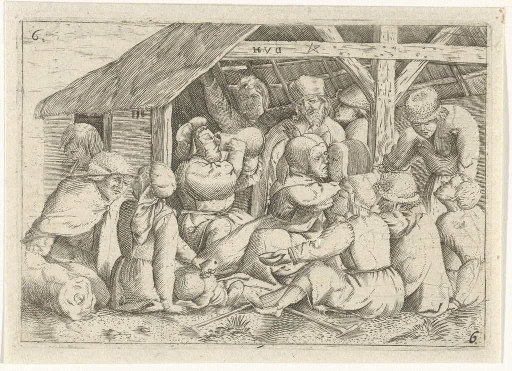 Detail of Beggars with a meal in a hut by Cornelis Massijs