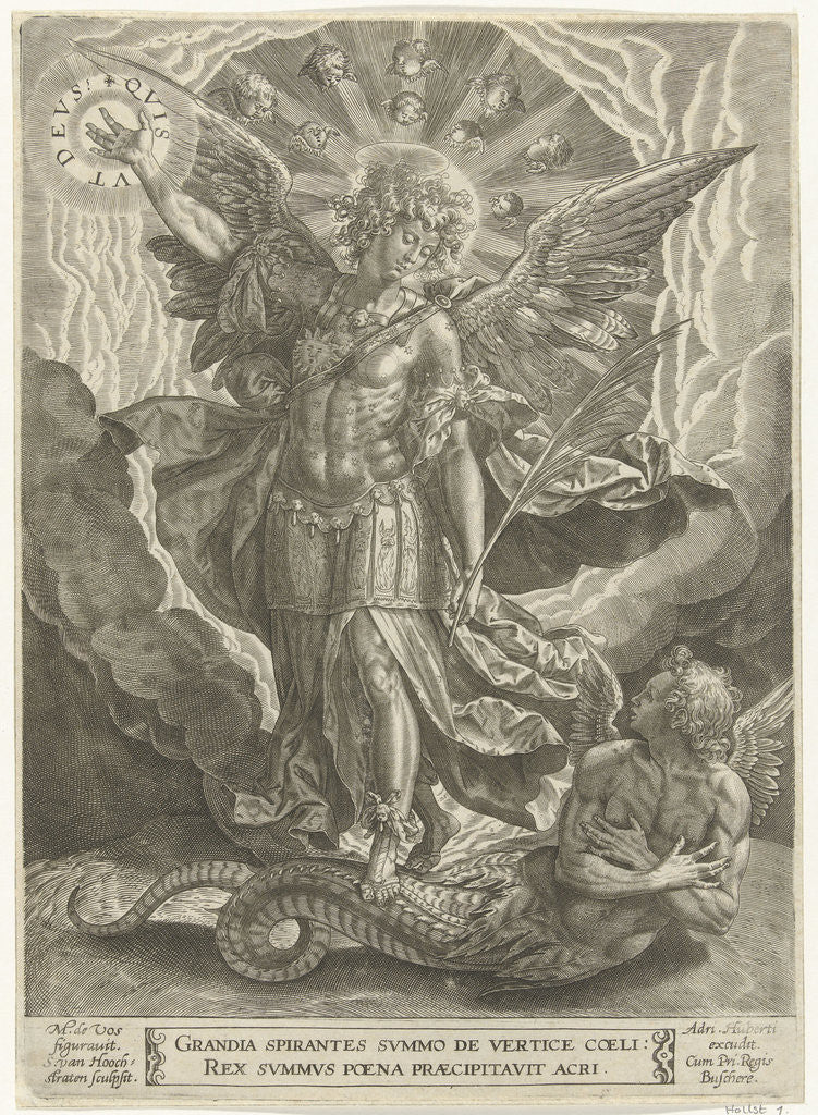 Detail of Archangel Michael trampled Satan, Samuel van Hoogstraten, A. Huberti by Anonymous