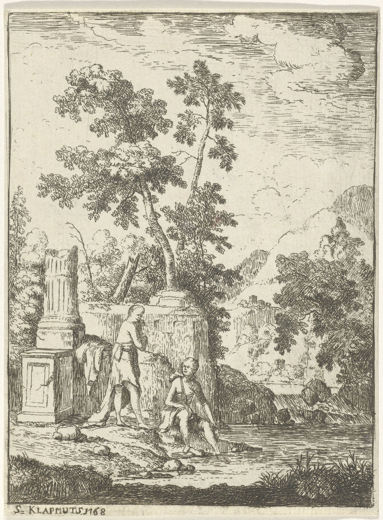 Detail of Bathing girls by Simon Klapmuts