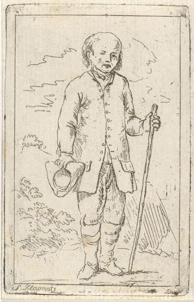 Detail of Old man with walking stick by Simon Klapmuts
