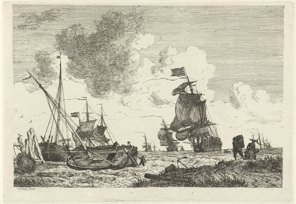 Detail of Seascape in strong winds by Hendrik Kobell