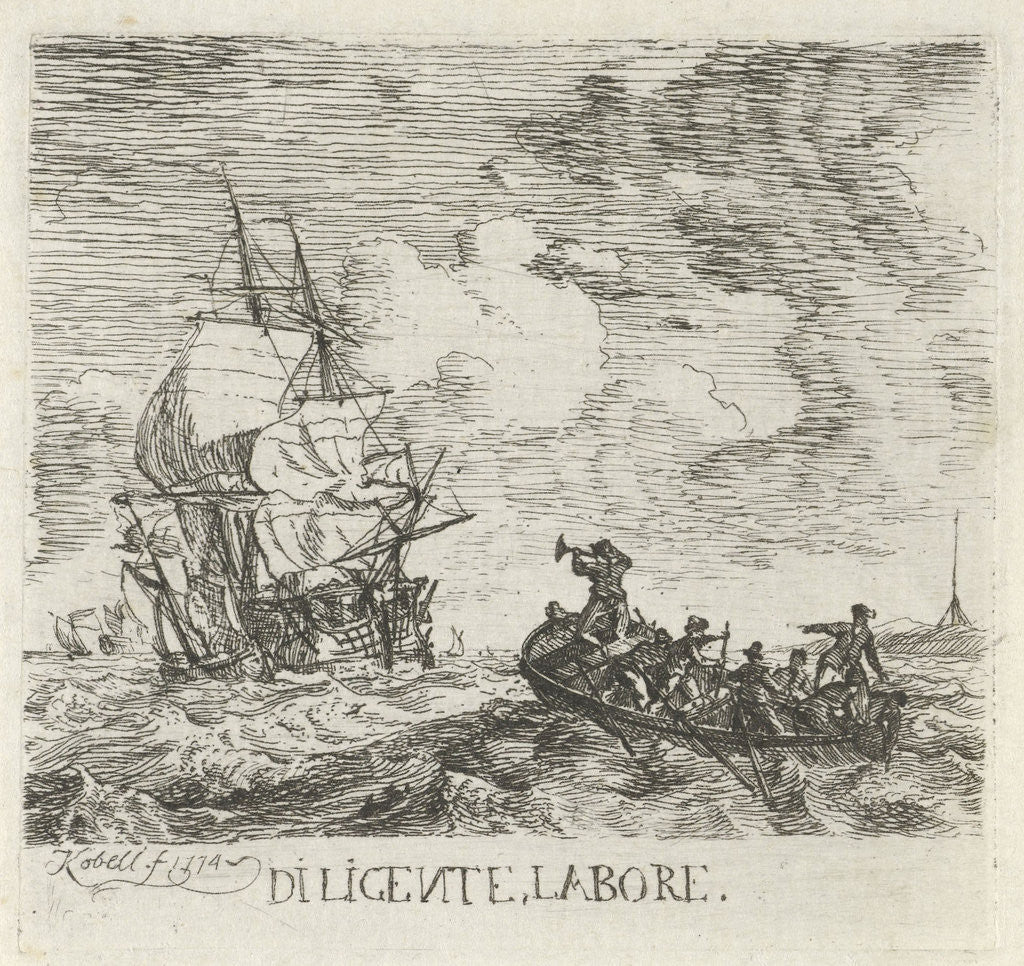 Detail of Stormy water with various boats by Hendrik Kobell