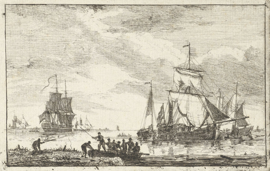 Detail of River View with fishermen by Hendrik Kobell