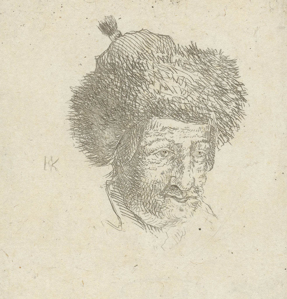 Detail of man's head with fur hat by Hendrik Kobell