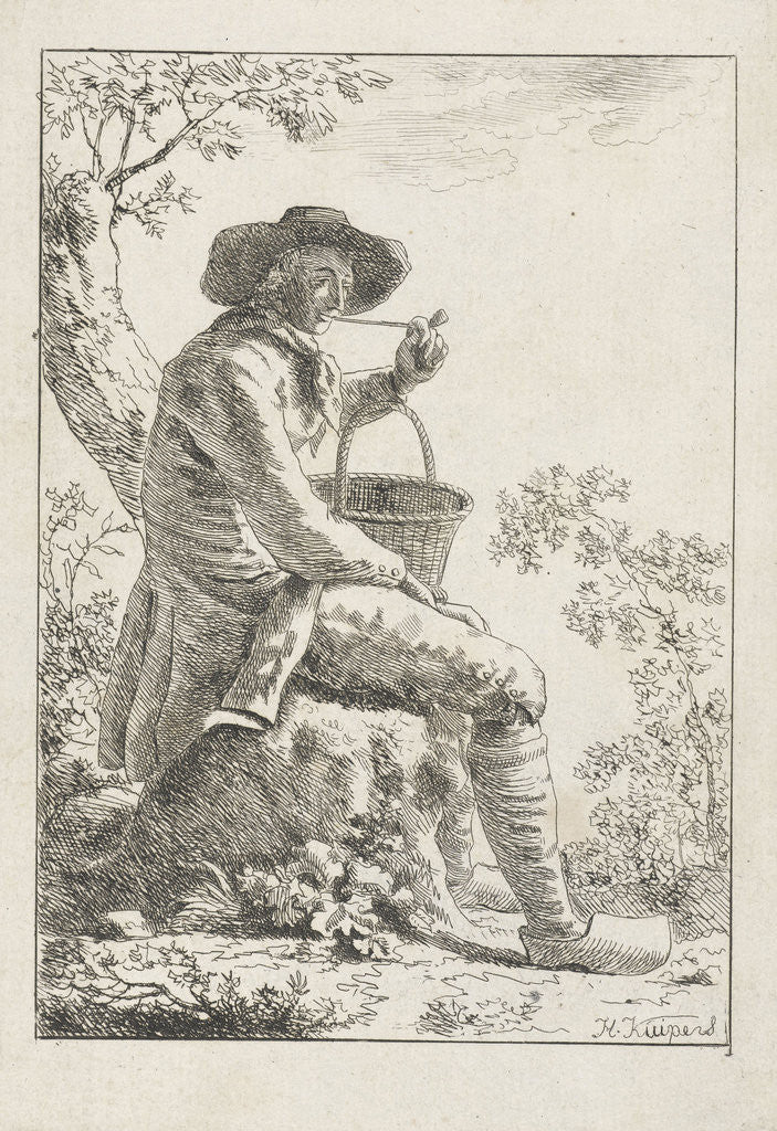 Detail of Smoking farmer by Hendrik Kuipers