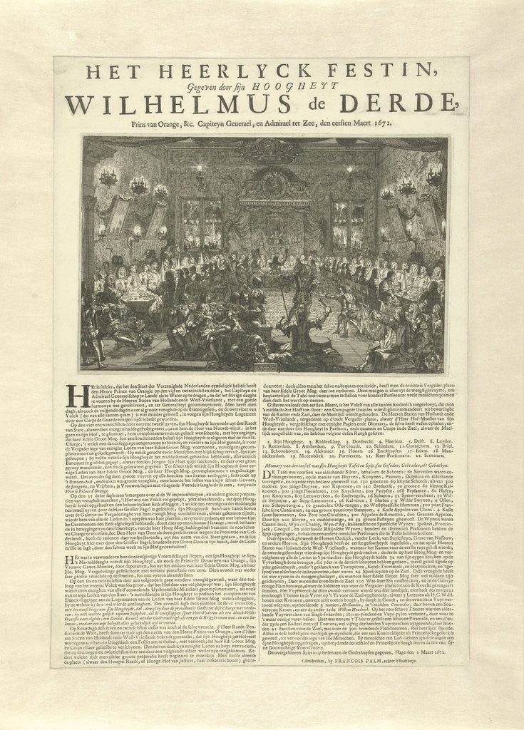 Detail of Feast given by William III on March 1, 1672 in honor of his appointment as captain-general by Francoys Palm