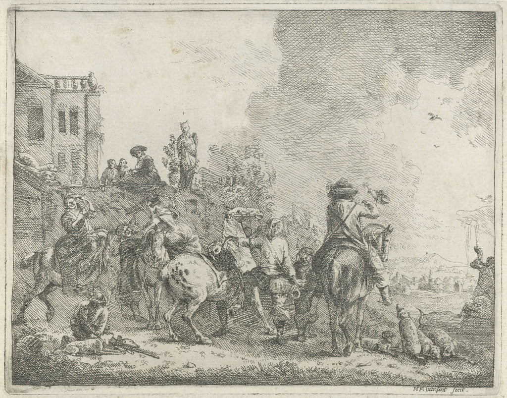 Detail of Falconry by Hendrik Frans van Lint