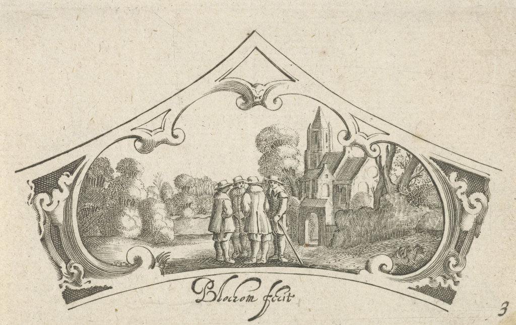 Detail of Four men conversing by Claes Jansz. Visscher II