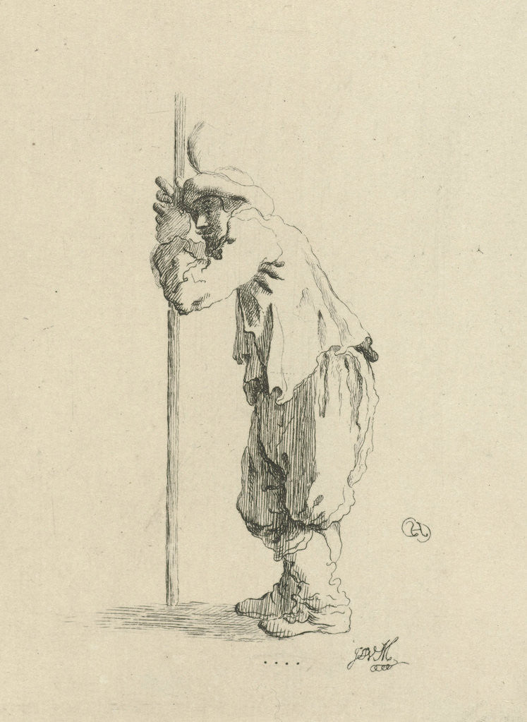Detail of Man leaning on a stick by Jan Izaak van Mansvelt