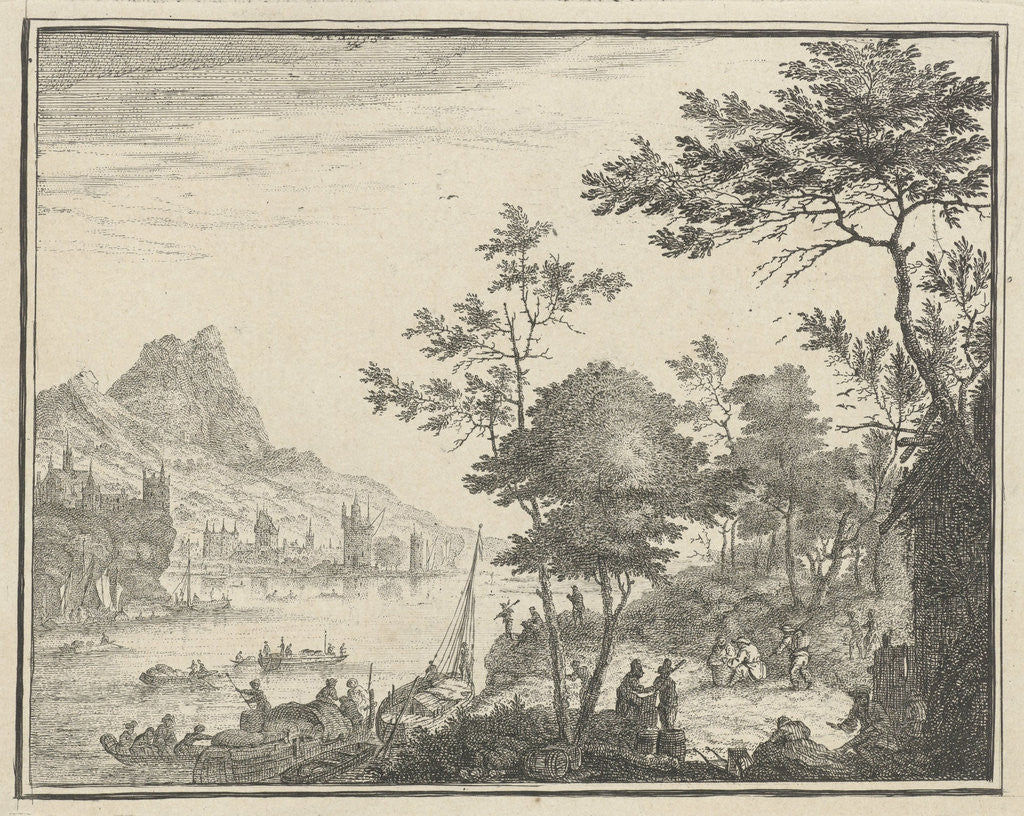 Detail of River Landscape with landing by Gerard Melder