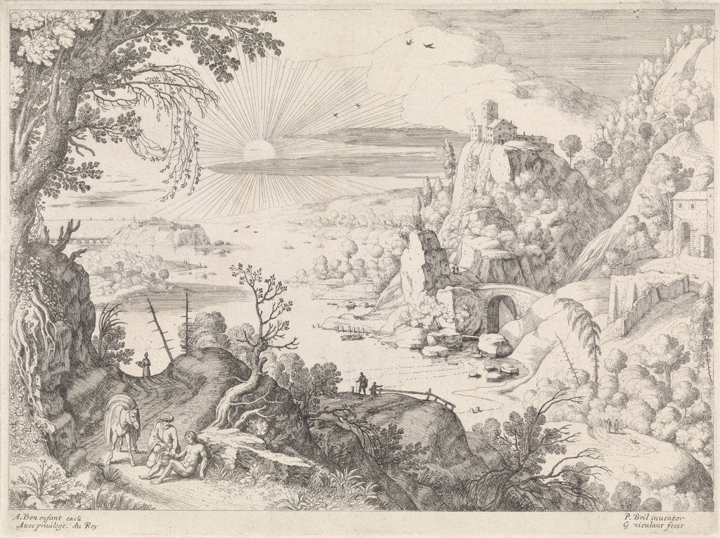 Detail of Landscape with the Good Samaritan by Antoine Bonenfant