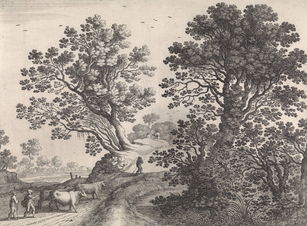 Detail of Landscape with cowboys by Antoine Bonenfant