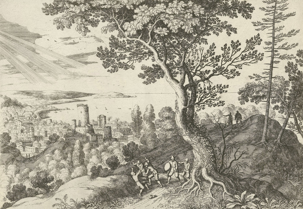 Detail of Voyager is attacked by robbers by Franse kroon