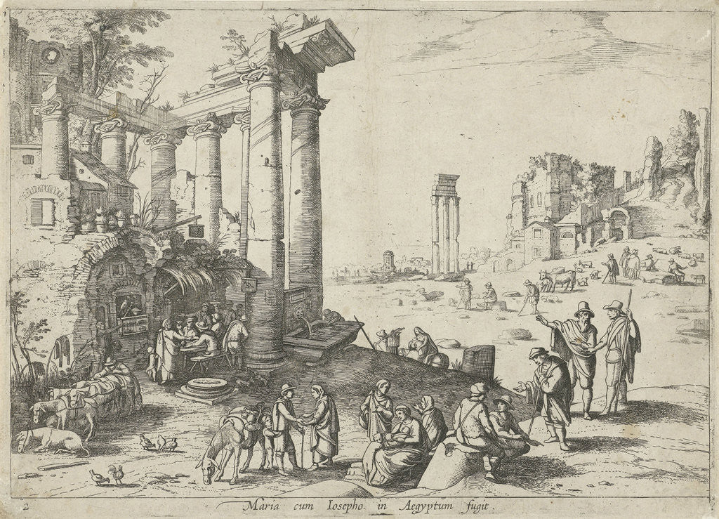 Detail of Landscape with the Flight into Egypt by Willem van Nieulandt II