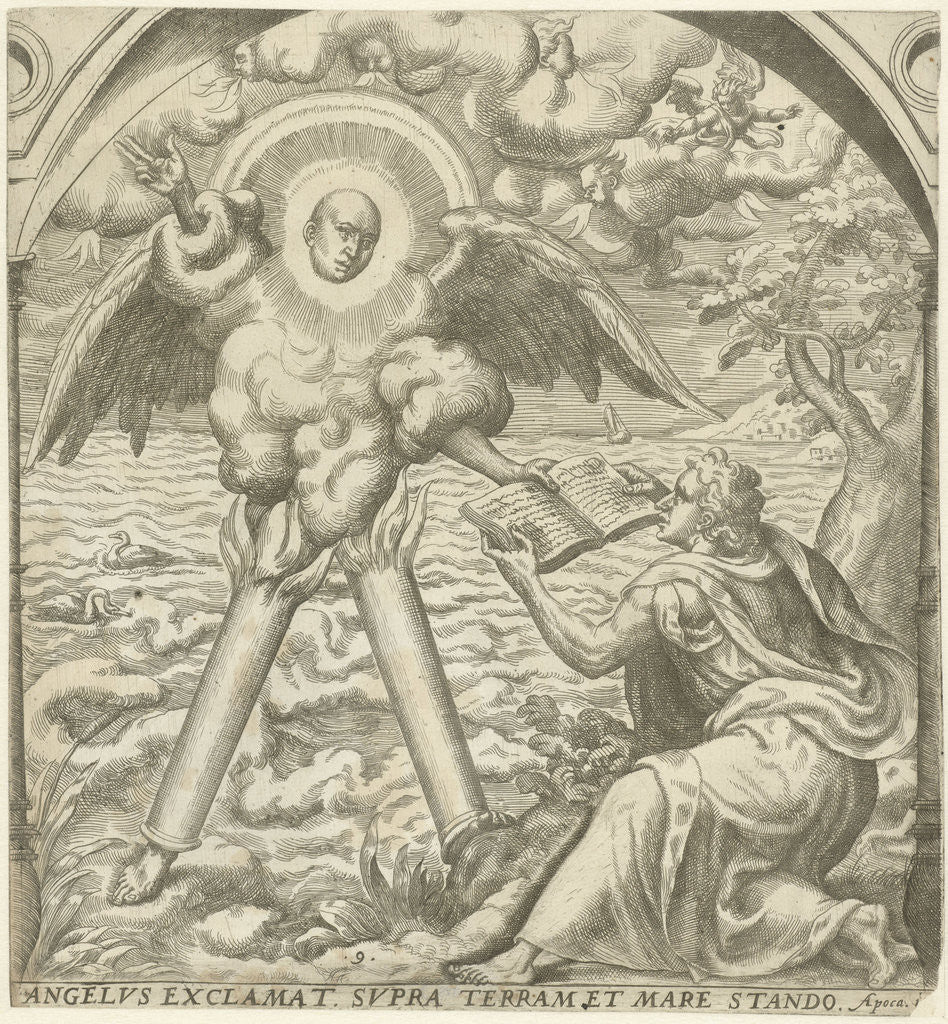 Detail of John receives the sacred writings of an angel by Gerard P. Groenning