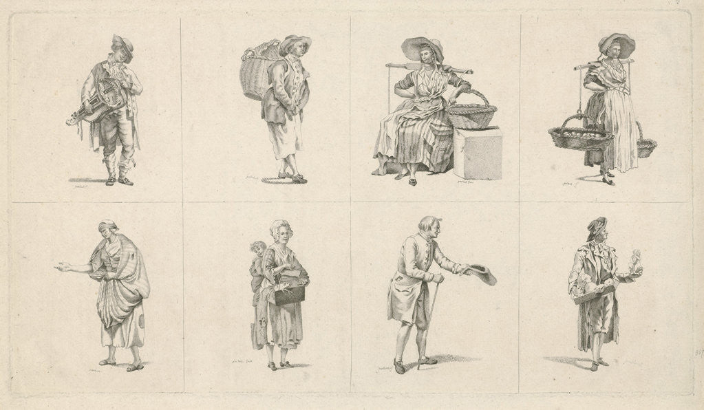 Detail of Men and women from different professions by Caspari