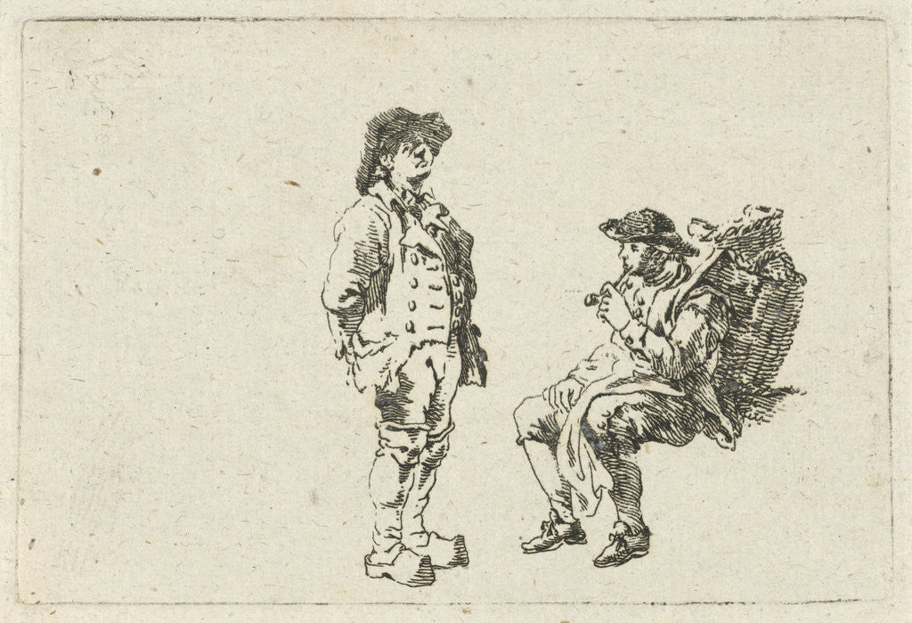 Detail of Farmer and pipe smoking man by François Joseph Pfeiffer II