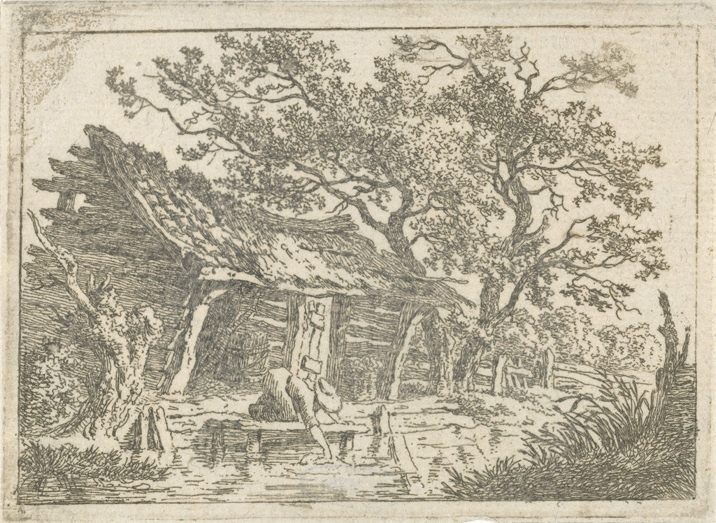 Detail of Landscape with a barn by François Joseph Pfeiffer II