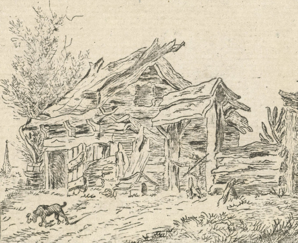 Detail of Landscape with farm by François Joseph Pfeiffer II