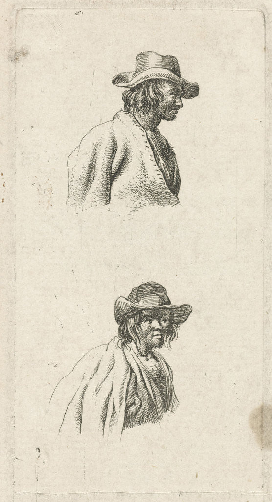 Two men busts, with hat by François Joseph Pfeiffer II