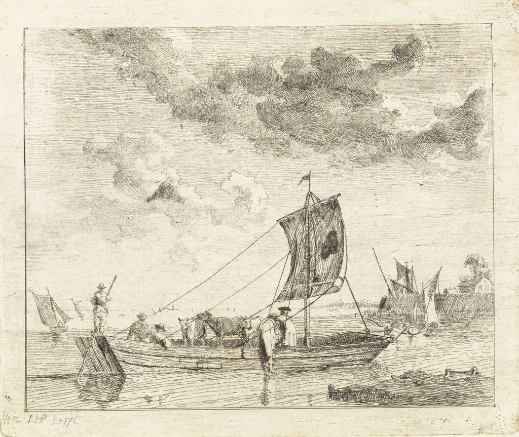 Detail of Flat barge with cattle by John Hubert Prince