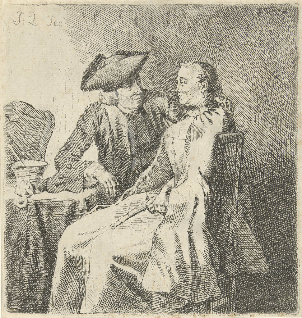 Detail of Man and woman at a table by Julius Henricus Quinkhard