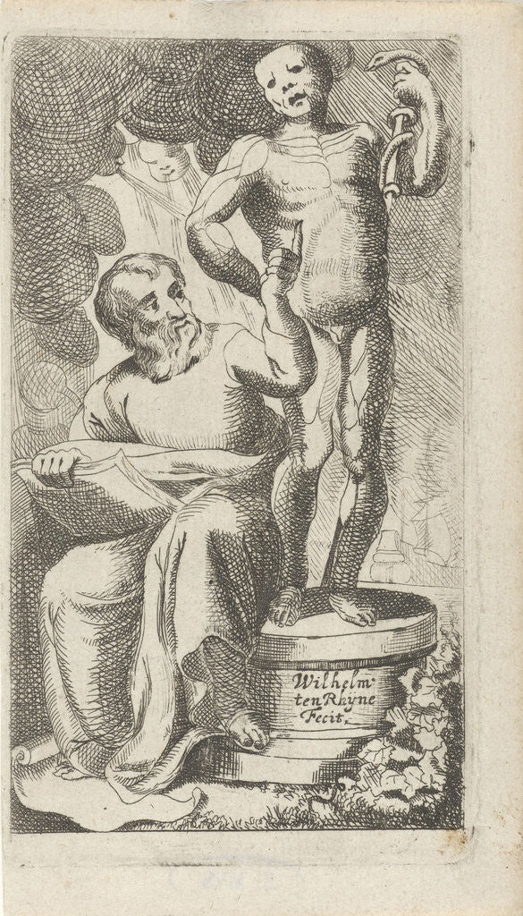 Detail of Illustration for the title page of the book Meditations in magnifier Hippocratis' by Wilhelmus ten Rhijne