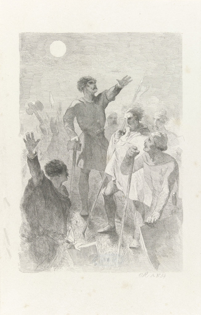 Detail of Wilfried surrounded by his warriors by Charles Rochussen