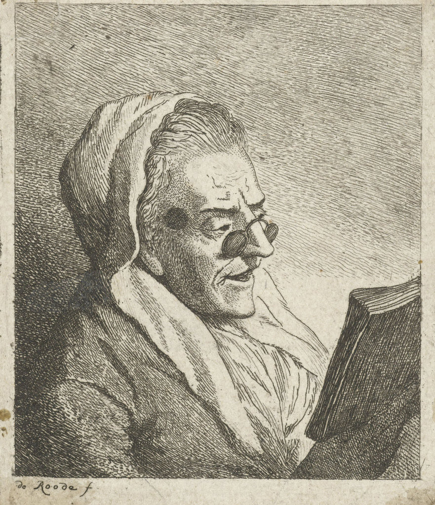 Detail of Reading old woman with eyeglasses by Theodorus de Roode