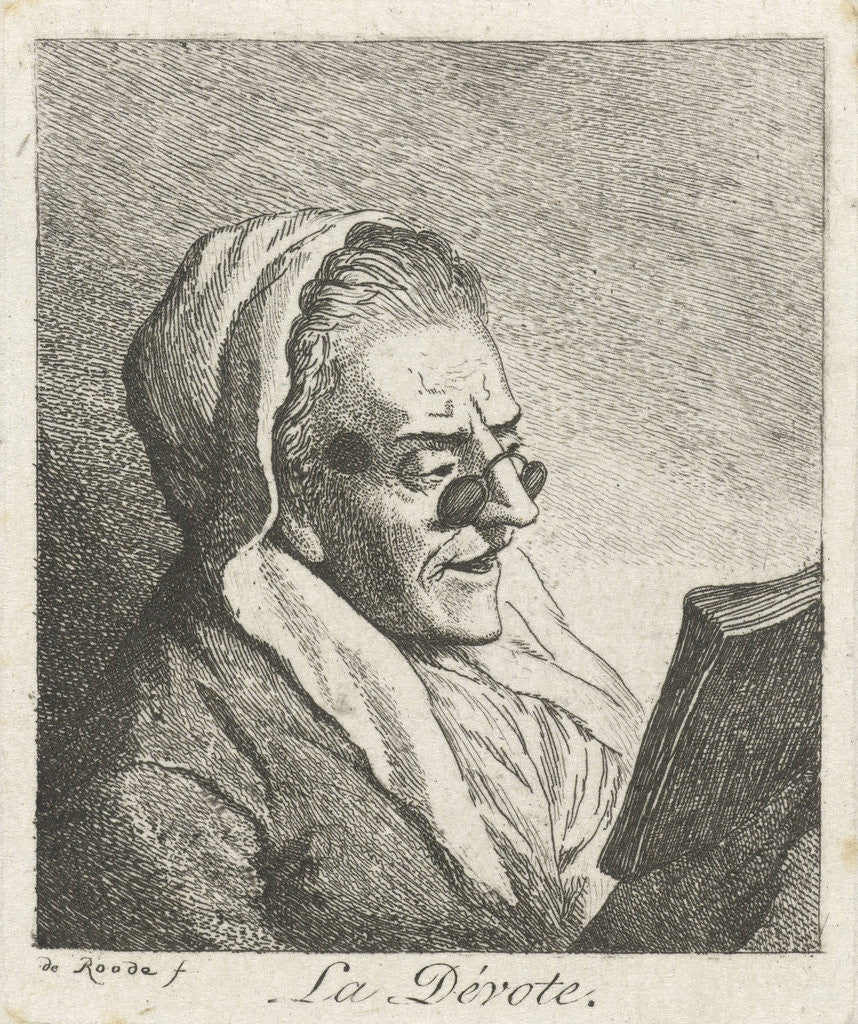 Detail of Old Woman Reading with eyeglasses by Theodorus de Roode