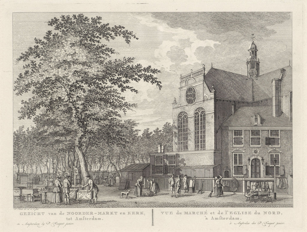 Detail of View of the North Market and Noorderkerk in Amsterdam, The Netherlands by Pierre Fouquet Jr