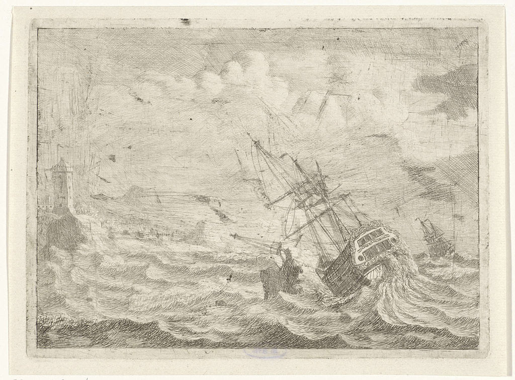 Detail of Seascape with ship in distress by Adam Silo