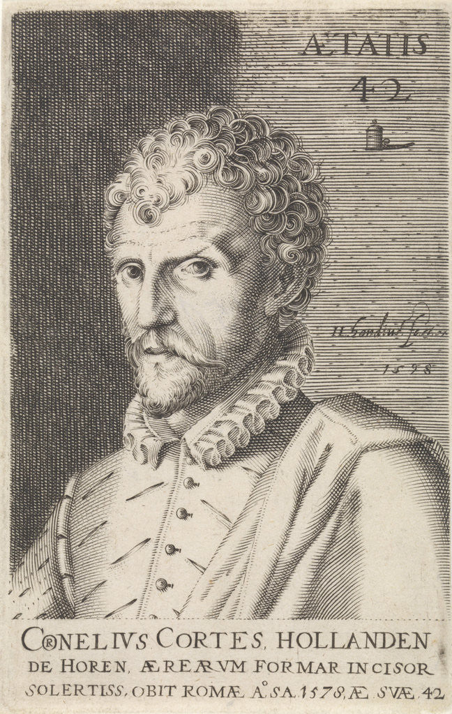 Detail of Portrait of Cornelis Cort by Hendrick Hondius I