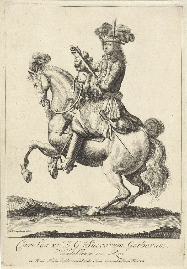 Detail of Equestrian Portrait of King Charles XI of Sweden by Nicolaes Visscher II