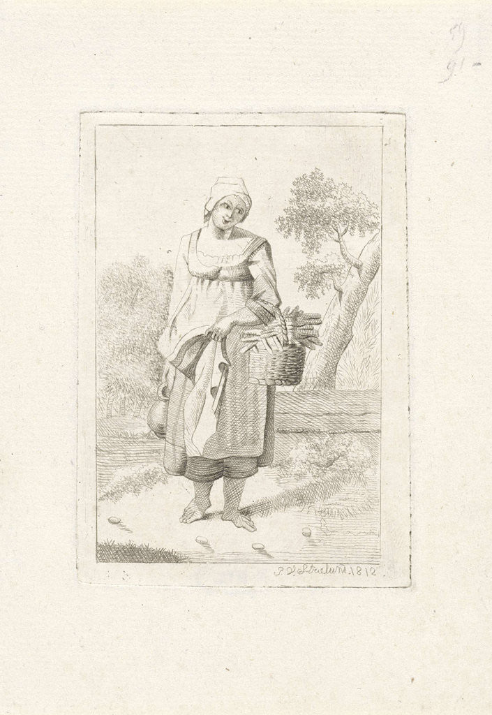 Detail of Standing woman with a basket on the arm by J. van Strieland