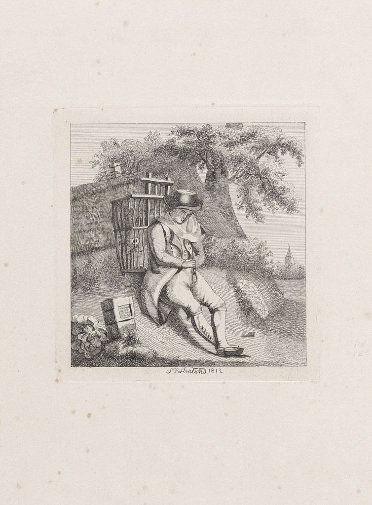 Detail of Resting peddler by J. van Strieland