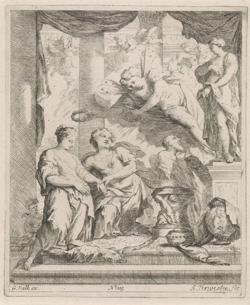 Detail of Man and Woman for an altar crowned by love, Augustinus Terwesten (I) by Gerard Valck